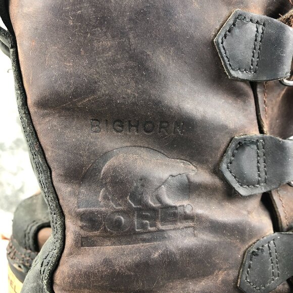 Sorel Men\'s Size 6 Bighorn Dark Brown Black Leather Lace-Up Lined Winter Boots main image 9